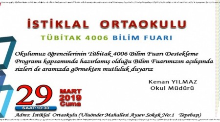 Eskiehir Tepeba lesi stiklal Ortaokulu "TBTAK 4006 Bilim Fuar" Yarn