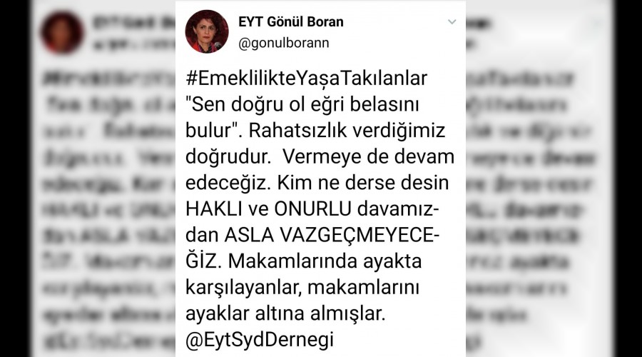 EYT Gnl Boran: "Rahatsizlk verdiimiz dorudur"