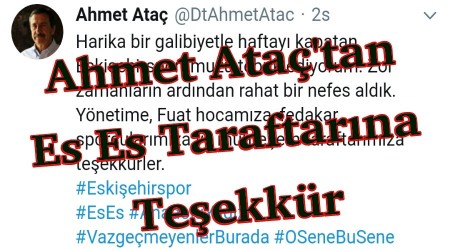 Ahmet Atatan Es Es Taraftarna Teekkr