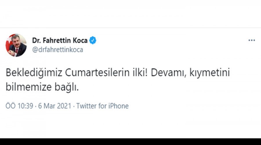 Bakan Kocadan Cumartesi Mesaj